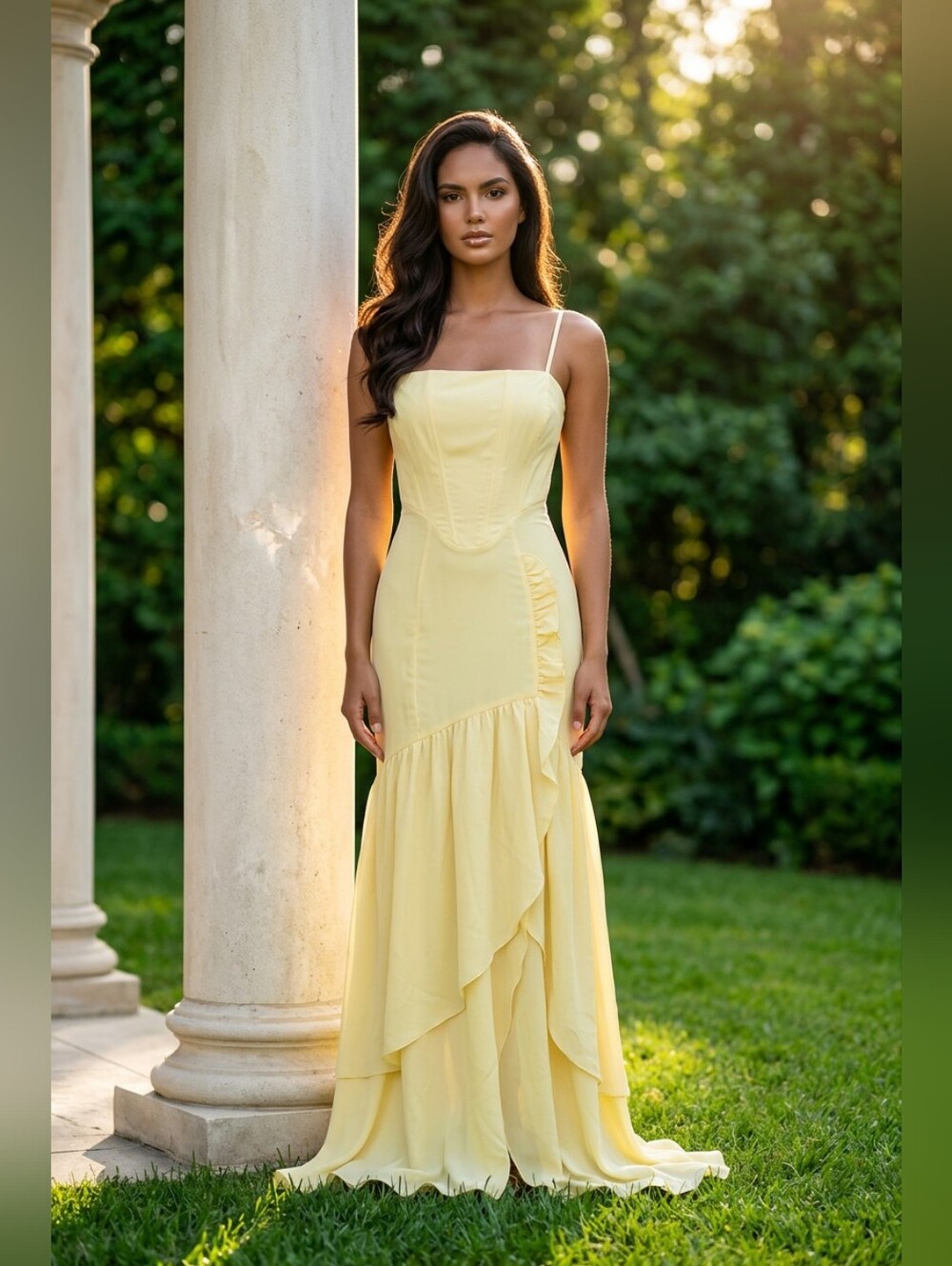 Fashion Nova Tina Poplin Maxi Dress in Yellow Size M